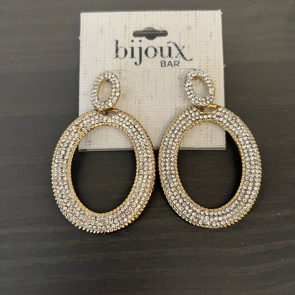Gold and rhinestone drop earrings